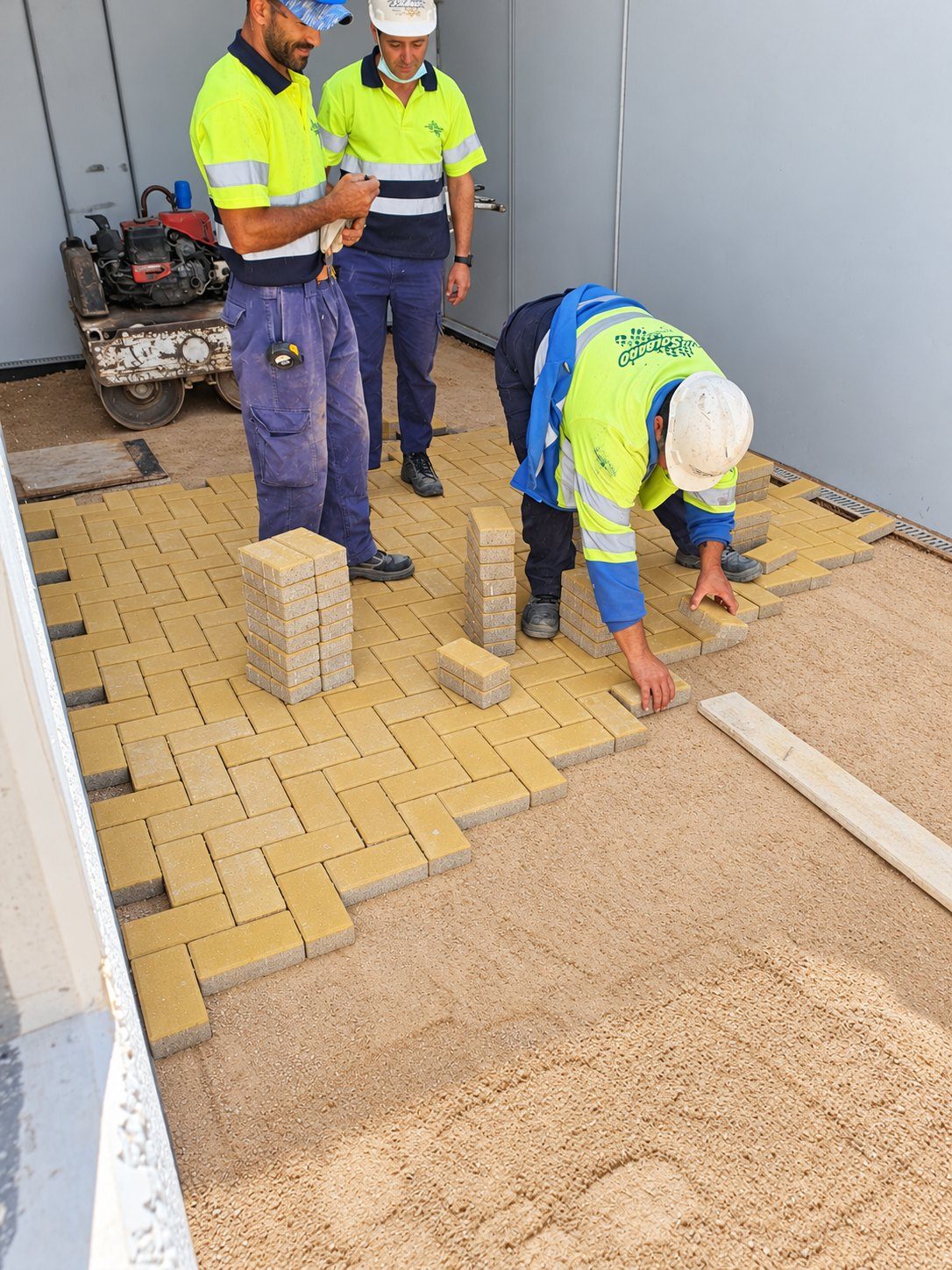 Laying the paving