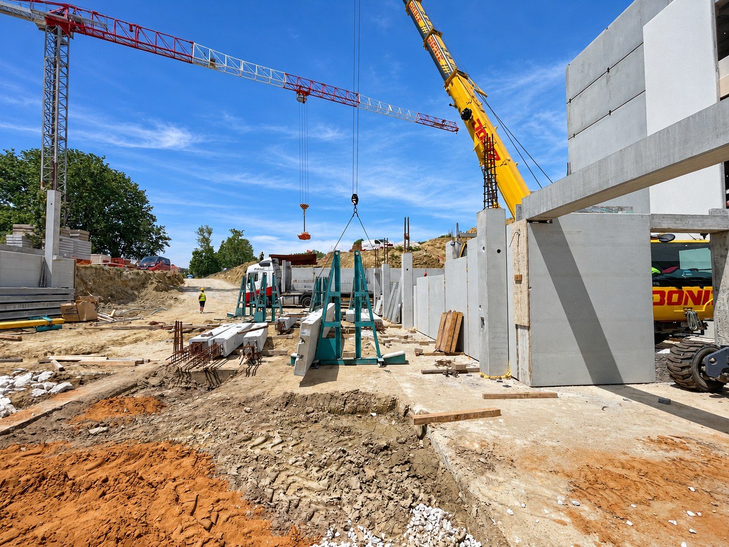 Precast walls lifted into place