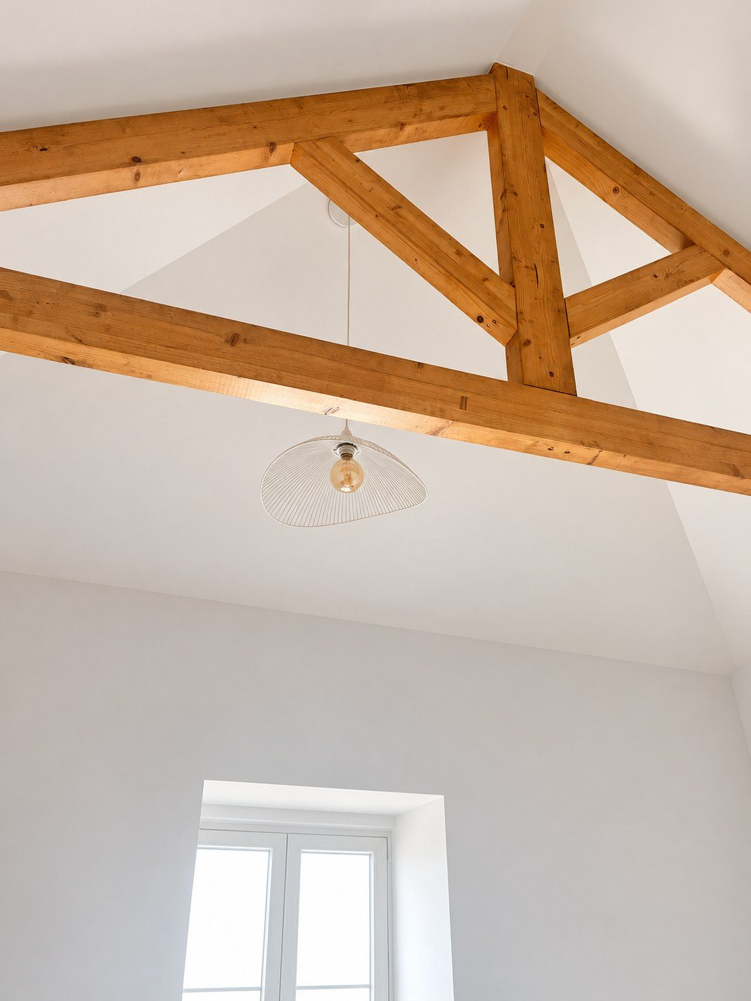 Exposed timber truss